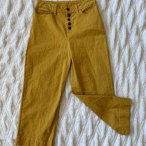 Wide leg pants w/Button front - mustard color